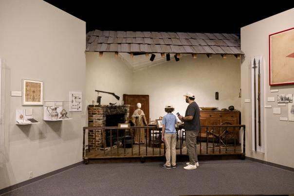 Father and Son Viewing Revolutionary War History at Augusta Museum of History
