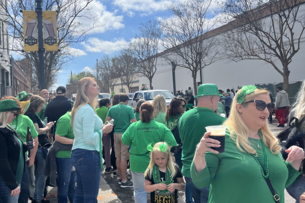 People Celebrating St. Patrick's Day in Downtown Augusta