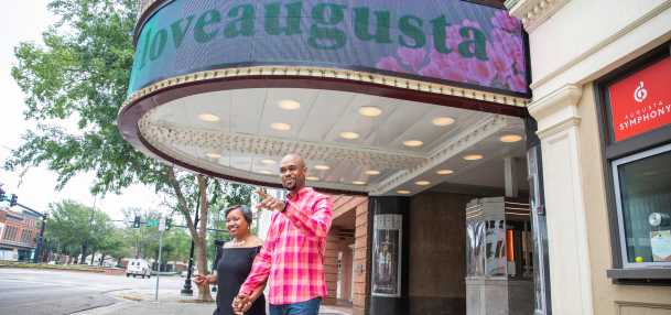 couple coming out of the theater
