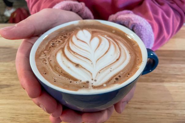 Cafe Rica has a special winter hot chocolate with peppermint and cranberry flavors.