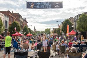 Marshall Blues Fest is a free family-oriented music and entertainment festival with a full slate of blues music with a cash bar beer tent and food vendors.
