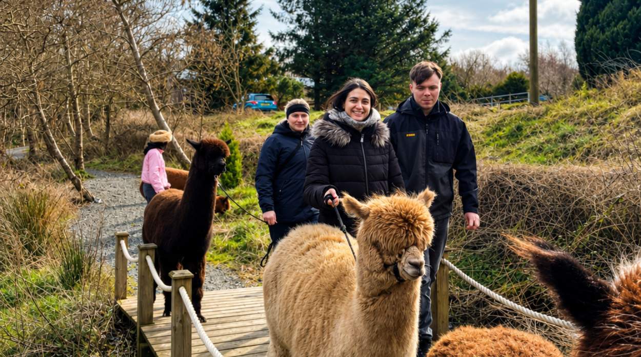 Trek & Treat: Family Halloween Alpaca Trekking & Bouncy Castle Experience