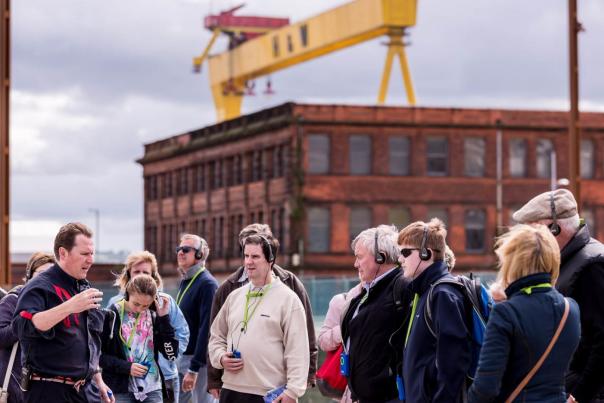 A tour being led around Belfast.