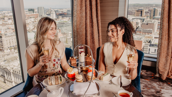 girls having afternoon tea Grand Central Hotel