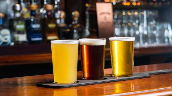 A beer tasting flight at the Deer's Head.