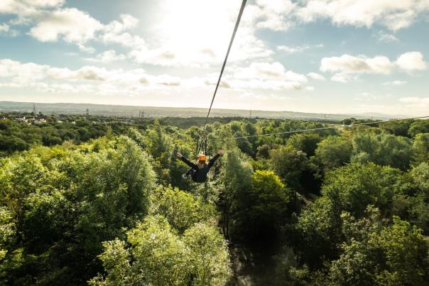 Girl on Zipline at Colin Glen