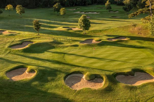 Overhead image of one of the holes at Royal Belfast Golf Club.