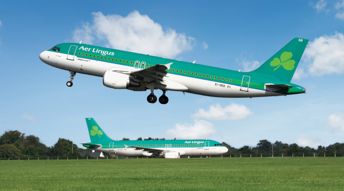 an Aer Lingus plane taking off.