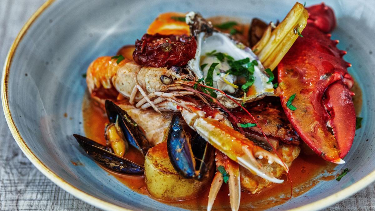 Plate of food at Mourne Seafood.