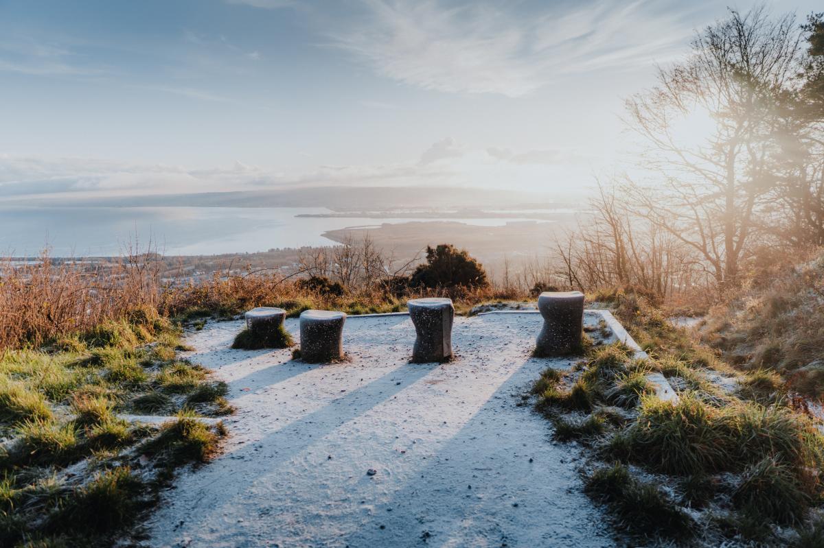 Photo of cave hill in Belfast with frost over it