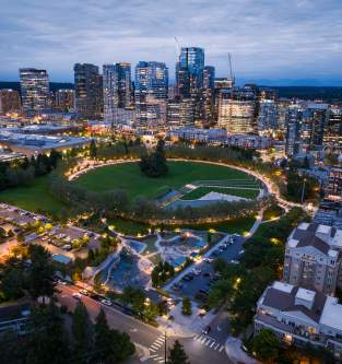 Downtown Bellevue at night