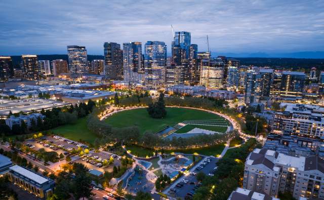 Downtown Bellevue at night