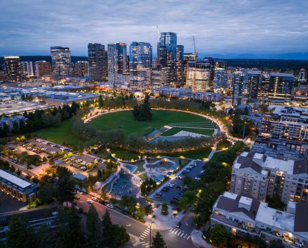 Downtown Bellevue at night
