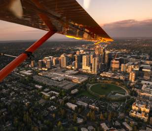 City skyline from Seaplane