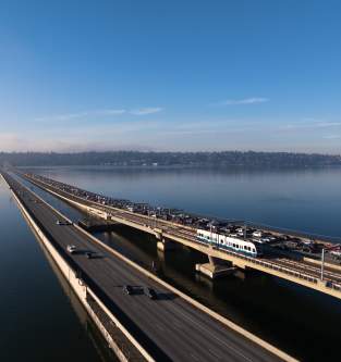 Bellevue to Seattle Light Rail on Floating Bridge