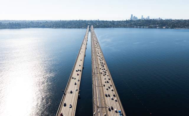 Bellevue to Seattle Floating Bridge 2 line Light Rail I-90