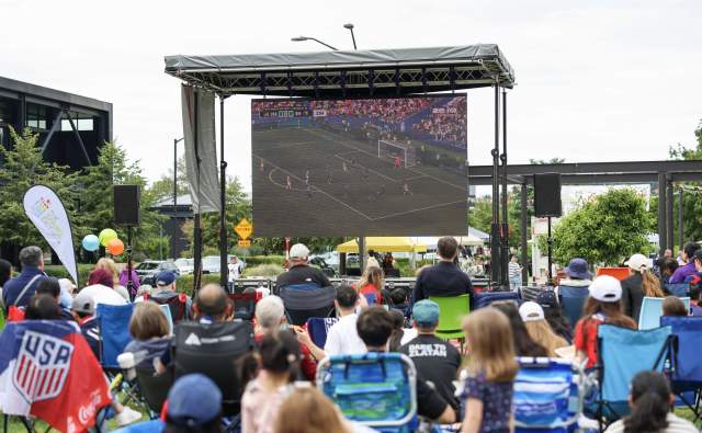 Soccer fans gather in Bellevue's Spring District for a World Cup Watch Party