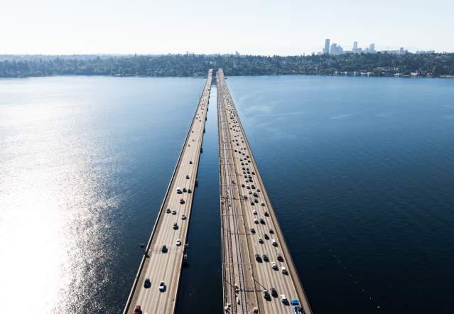 Bellevue to Seattle Floating Bridge 2 line Light Rail I-90
