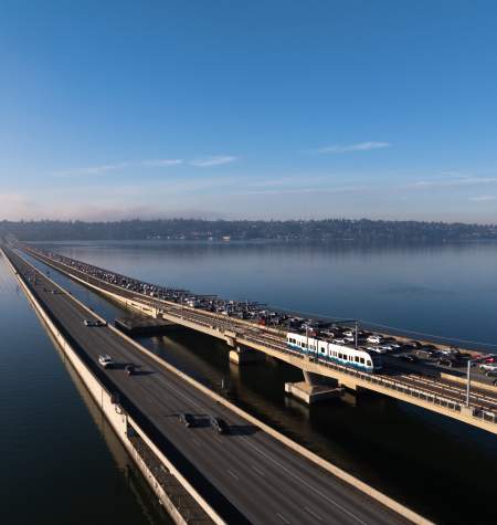 Bellevue to Seattle Light Rail on Floating Bridge