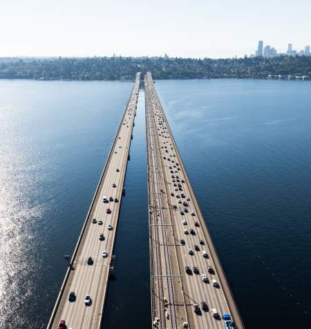 Bellevue to Seattle Floating Bridge 2 line Light Rail I-90