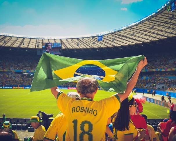 Soccer Match featuring Brazil flag