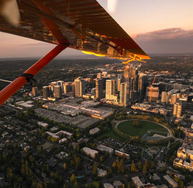 City skyline from Seaplane