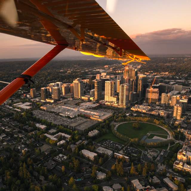 City skyline from Seaplane