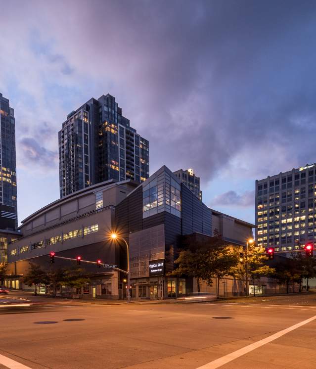 Meydenbauer Center Exterior at Dusk