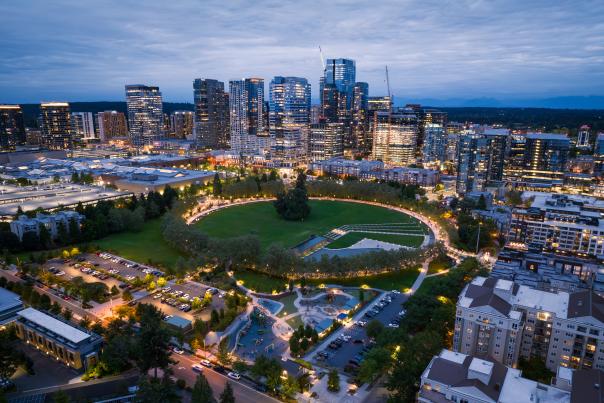 Downtown Bellevue at night