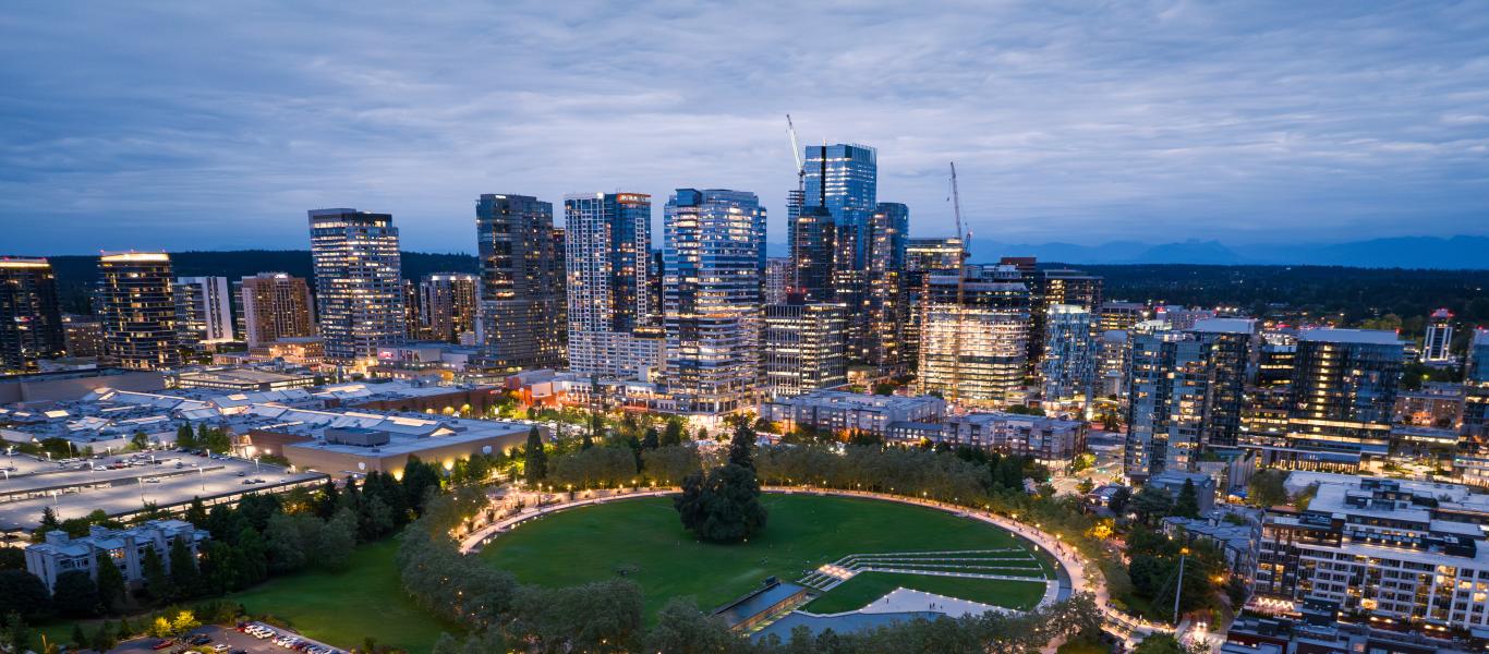 Downtown Bellevue at night