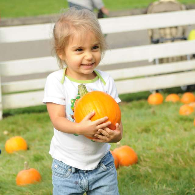 Girl with Pumpkin at Creek Farm Fair