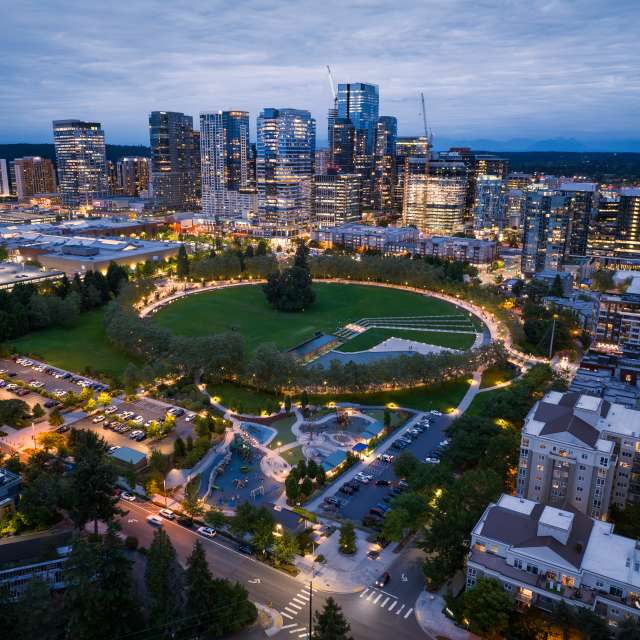 Downtown Bellevue at night