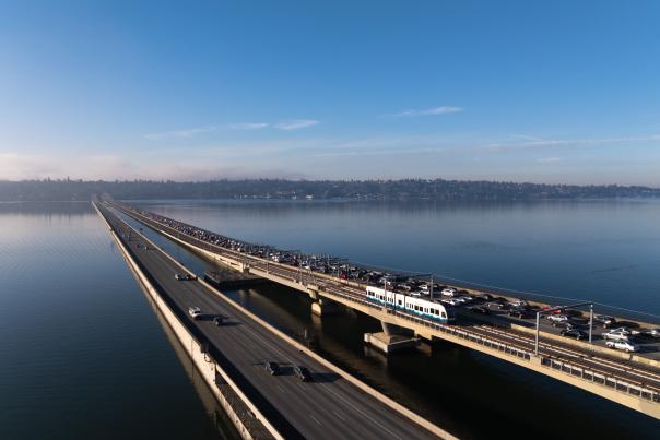 Bellevue to Seattle Light Rail on Floating Bridge