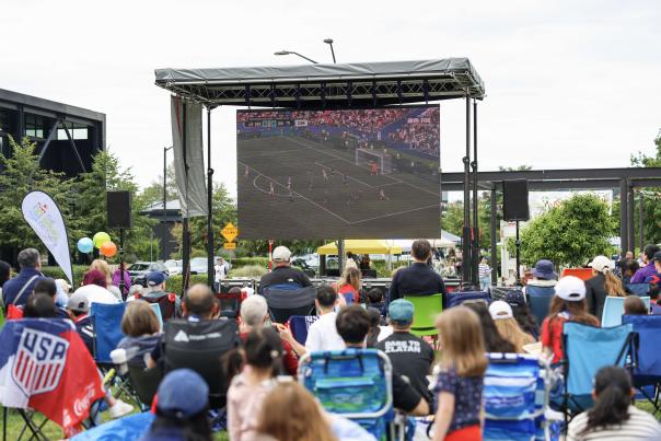 Soccer fans gather in Bellevue's Spring District for a World Cup Watch Party