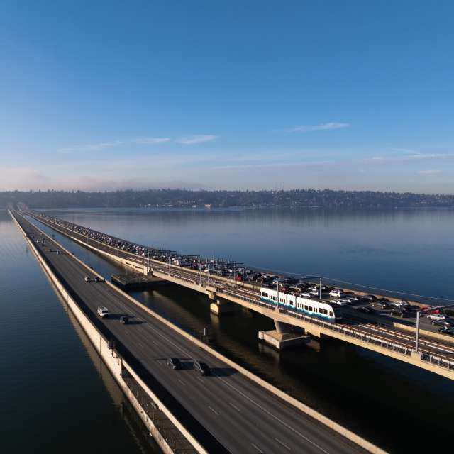 Bellevue to Seattle Light Rail on Floating Bridge