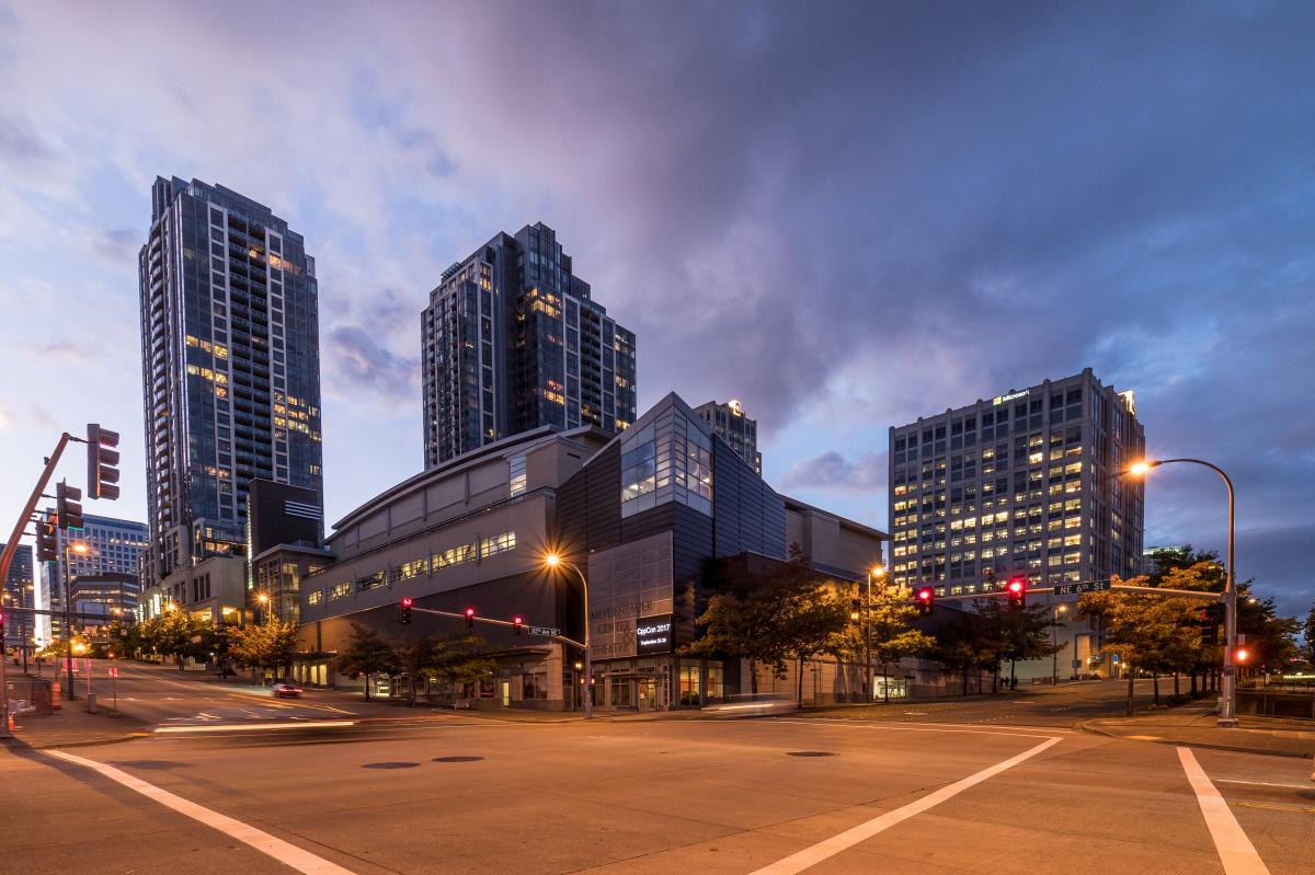 Meydenbauer Center Exterior at Dusk