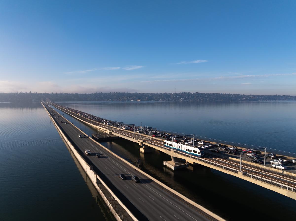 Bellevue to Seattle Light Rail on Floating Bridge