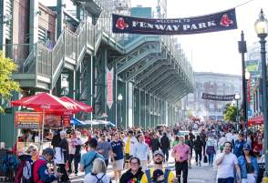 Crowd outside Fenway Park before game