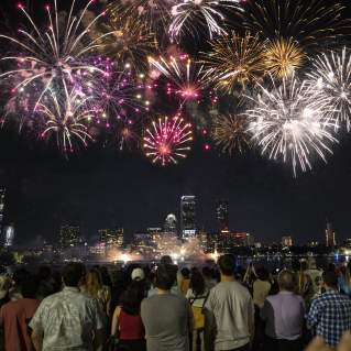 People admiring the 4th of July fireworks