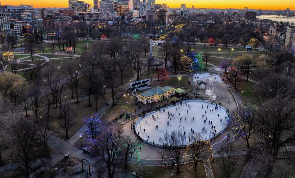 Aerial of frog pond skating taken in 2023.