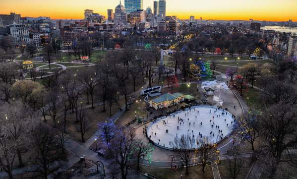 Aerial of frog pond skating taken in 2023.