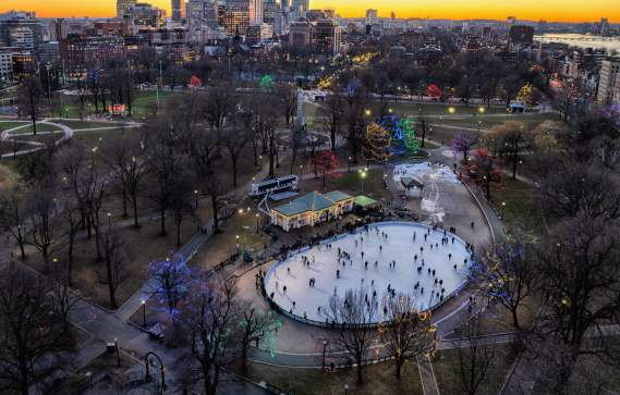 Aerial of frog pond skating taken in 2023.