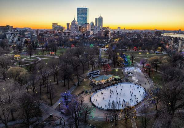 Aerial of frog pond skating taken in 2023.