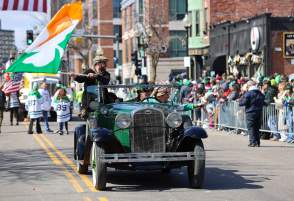 St patrick's day old school car