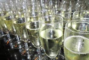new years eve several champagne glasses filled