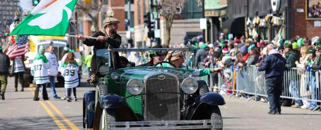 St patrick's day old school car