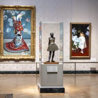 Museum of Fine Arts exhibit featuring a dancer sculpture by Edgar Degas