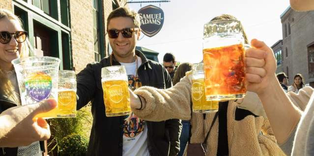 Group of people attending Samuel Adams Oktoberfest