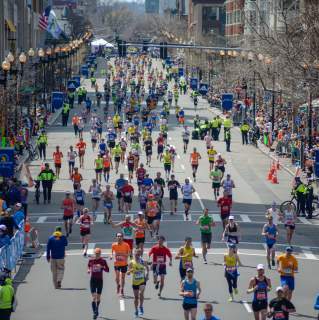 marathon runners on Boylston street