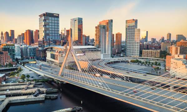 View of the city over the Zakim Bridge